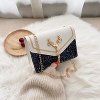 Streetwear Animal Color Block Tassel Chain Square Magnetic Buckle Shoulder Bag sku image 1