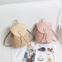Fashion Solid Color Square Buckle Backpack main image 4