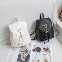 Fashion Solid Color Square Buckle Backpack main image 3