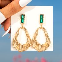 Fashion Round Water Droplets Butterfly Alloy Inlay Artificial Rhinestones Earrings main image 3