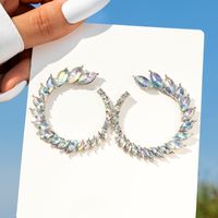 Fashion Round Water Droplets Butterfly Alloy Inlay Artificial Rhinestones Earrings main image 4
