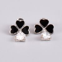 Fashion Heart Shape Titanium Steel Drop Earrings Artificial Rhinestones Stainless Steel Earrings main image 2