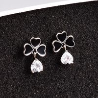 Fashion Heart Shape Titanium Steel Drop Earrings Artificial Rhinestones Stainless Steel Earrings main image 3