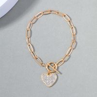 Fashion Heart Shape Alloy Artificial Rhinestones Bracelets 1 Piece main image 2