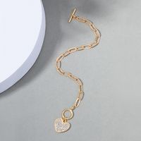 Fashion Heart Shape Alloy Artificial Rhinestones Bracelets 1 Piece main image 4