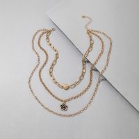 Fashion Flower Alloy Layered Necklace main image 7