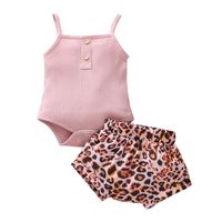 2022 New Children's Clothing Sling Top Leopard Print Shorts Two-piece Suit sku image 12