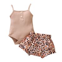 2022 New Children's Clothing Sling Top Leopard Print Shorts Two-piece Suit sku image 14