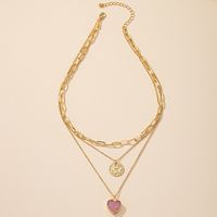 Fashion Round Heart Shape Crystal Alloy Wholesale Necklace main image 4