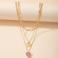Fashion Round Heart Shape Crystal Alloy Wholesale Necklace main image 2