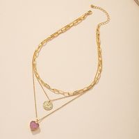 Fashion Round Heart Shape Crystal Alloy Wholesale Necklace main image 6