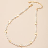 French Style Heart Shape Alloy Plating Artificial Pearls Necklace main image 1