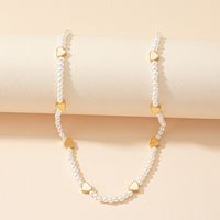 French Style Heart Shape Alloy Plating Artificial Pearls Necklace main image 2