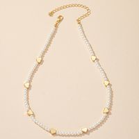 French Style Heart Shape Alloy Plating Artificial Pearls Necklace main image 3