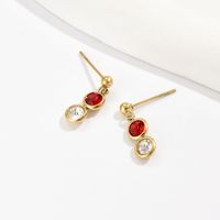 Simple Style Round Alloy Inlaid Zircon Artificial Diamond Earrings main image 2