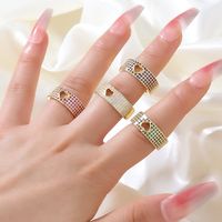 Fashion Heart Shape Copper Open Ring Plating Hollow Out Inlaid Zircon Copper Rings main image 1