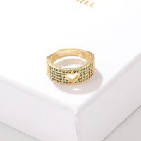 Fashion Heart Shape Copper Open Ring Plating Hollow Out Inlaid Zircon Copper Rings main image 4