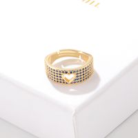 Fashion Heart Shape Copper Open Ring Plating Hollow Out Inlaid Zircon Copper Rings main image 6