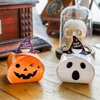 New Halloween White The Frighteners Pumpkin Candy Packing Boxes Portable Mini Paper Bag main image 1