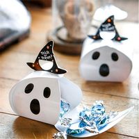 New Halloween White The Frighteners Pumpkin Candy Packing Boxes Portable Mini Paper Bag sku image 2