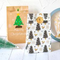 Christmas Kraft Paper Bag  Christmas Gift Bag Gift Packaging Bag Candy Bag 12 Sets Containing Christmas Stickers main image 3