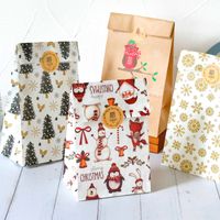 Christmas Kraft Paper Bag  Christmas Gift Bag Gift Packaging Bag Candy Bag 12 Sets Containing Christmas Stickers main image 2