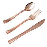 Disposable Fork Golden Birthday Party Tableware Set Ps Plastic Rose Gold Party Western Food Gold Plated Knife, Fork And Spoon main image 3