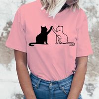 Women's T-shirt Short Sleeve T-shirts Printing Streetwear Cat main image 5