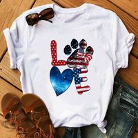 Women's T-shirt Short Sleeve T-shirts Printing Casual Letter American Flag main image 1