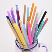 Factory Direct Supply 7mm Aperture Straw 28 Color Solid Color Plastic Cup Accessories Pp Straw Non-disposable Band Straw main image 4