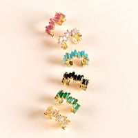 Mode Géométrique Le Cuivre Clips D'oreille Incruster Zircon Boucles D'oreilles En Cuivre 1 Pièce main image 4