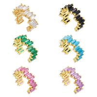 Mode Géométrique Le Cuivre Clips D'oreille Incruster Zircon Boucles D'oreilles En Cuivre 1 Pièce main image 1