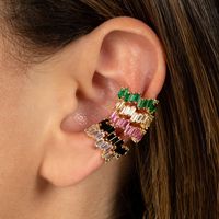 Fashion Geometric Copper Ear Clips Inlay Zircon Copper Earrings 1 Piece main image 2