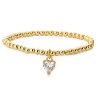 Fashion Heart Shape Imitation Pearl Copper Bracelets Plating Inlay Zircon Copper Bracelets sku image 1