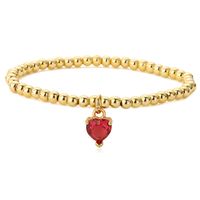 Fashion Heart Shape Imitation Pearl Copper Bracelets Plating Inlay Zircon Copper Bracelets sku image 2