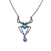 Punk Spider Alloy Plating Inlay Artificial Gemstones Zircon Pendant Necklace 1 Piece main image 7