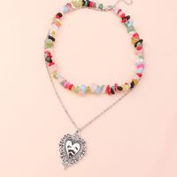Simple Style Heart Shape Alloy Layered Natural Stone Necklace main image 2