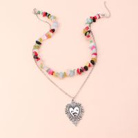 Simple Style Heart Shape Alloy Layered Natural Stone Necklace main image 3