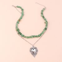 Simple Style Heart Shape Alloy Layered Natural Stone Necklace main image 4