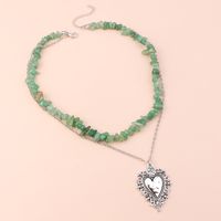 Simple Style Heart Shape Alloy Layered Natural Stone Necklace main image 5