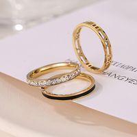 304 Stainless Steel 14K Gold Plated Classic Style Hollow Out Inlay Geometric Artificial Rhinestones Rings main image 2