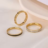 304 Stainless Steel 14K Gold Plated Classic Style Hollow Out Inlay Geometric Artificial Rhinestones Rings main image 4