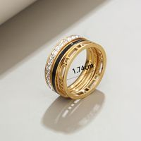 304 Stainless Steel 14K Gold Plated Classic Style Hollow Out Inlay Geometric Artificial Rhinestones Rings main image 3