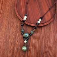 Vintage Style Geometric Alloy Resin Beaded Necklace main image 4