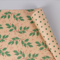 Christmas Leaves Deer Kraft Paper Party Gift Wrapping Supplies sku image 8