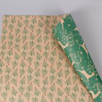 Christmas Leaves Deer Kraft Paper Party Gift Wrapping Supplies sku image 6