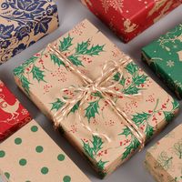 Christmas Leaves Deer Kraft Paper Party Gift Wrapping Supplies main image 1