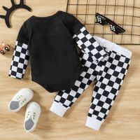 Fashion Letter Checkered Cotton Elastic Waist Pants Sets Baby Clothes main image 2