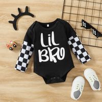 Fashion Letter Checkered Cotton Elastic Waist Pants Sets Baby Clothes main image 3