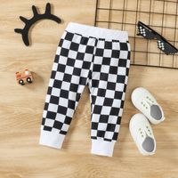 Fashion Letter Checkered Cotton Elastic Waist Pants Sets Baby Clothes main image 6